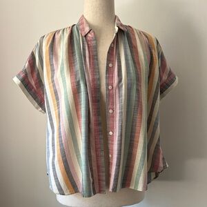 Madewell Hilltop Shirt in Rainbow Stripe